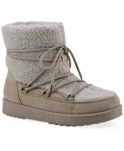 White Mountain Women's Isador Faux Sherpa Lace-up Boots In Multi