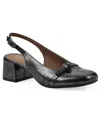 White Mountain Women's Later Slingback Block Heel Pumps In Pewter Patent