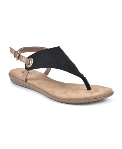 White Mountain Women's London Thong Flat Sandals In Black