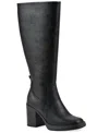 White Mountain Women's Mackle Tall Shaft Wide Calf Block Heel Boots In Black