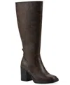 White Mountain Women's Mackle Tall Shaft Wide Calf Block Heel Boots In Brown