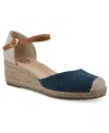 White Mountain Women's Maintain Espadrille Wedge Sandals In Dark Denim Fabric