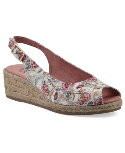 White Mountain Women's Maize Espadrille Wedge Sandals In Blush Floral Fabric