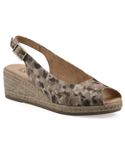 White Mountain Women's Maize Espadrille Wedge Sandals In Natural Metallic Leopard Fabric