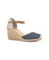 White Mountain Women's Mamba Espadrille Wedges In Denim Blue Fabric