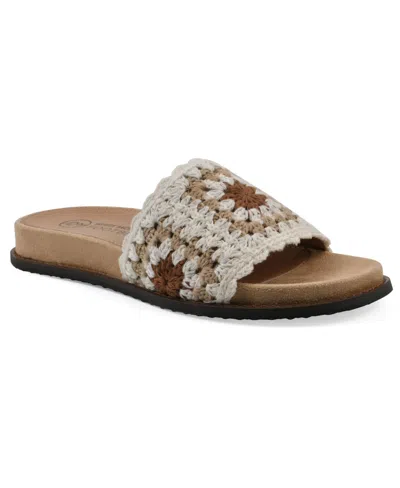 White Mountain Women's Maxim Round Toe Flat Sandals In Cream Multi Fabric