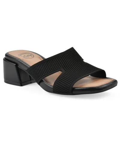 White Mountain Women's Milled Round Toe Dress Sandals In Black Fabric