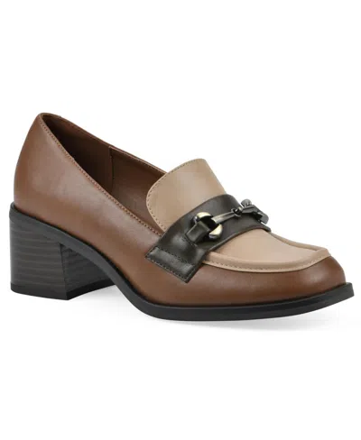 White Mountain Women's Nacho Heeled Loafers In Brown Multi Smooth