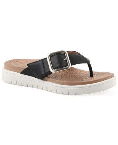 White Mountain Nalla Womens Adjustable Strap Footbed Sandals In Black