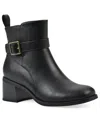 White Mountain Narrows Womens Faux Leather Block Heel Ankle Boots In Black Burnished Smooth