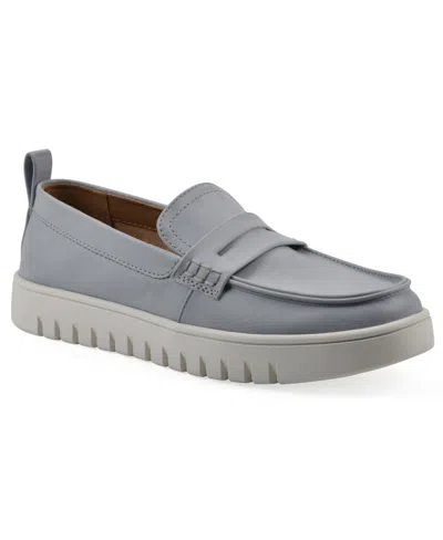 White Mountain Women's Nonna Round Toe Penny Loafers In Blue Raspberry Burnished Smooth
