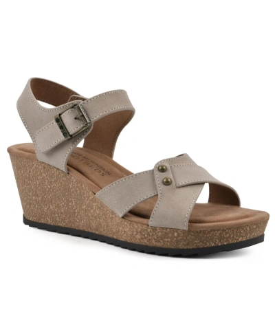 White Mountain Women's Prezo Footbed Wedge Sandals In Sandal Wood Leather