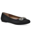 White Mountain Sashimi Womens Rhinestone Textured Ballet Flats In Black Fabric