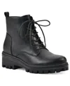 White Mountain Women's Tappy Lug Sole Combat Boots In Black Smooth