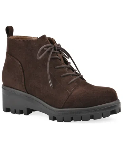 White Mountain Women's Tariq Lug Sole Lace-up Booties In Brown