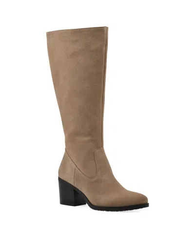 White Mountain Women's Tater Heeled Tall Shaft Boots In Beach Wood Suede