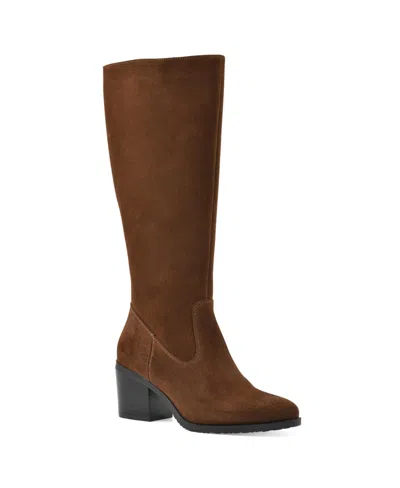 White Mountain Women's Tater Heeled Tall Shaft Boots In Hazel Suede