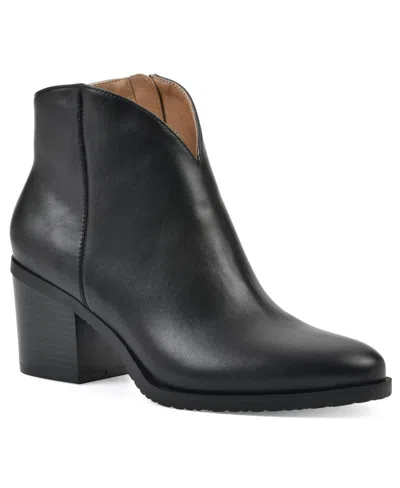 White Mountain Women's Tattles Western Block Heel Booties In Black Smooth