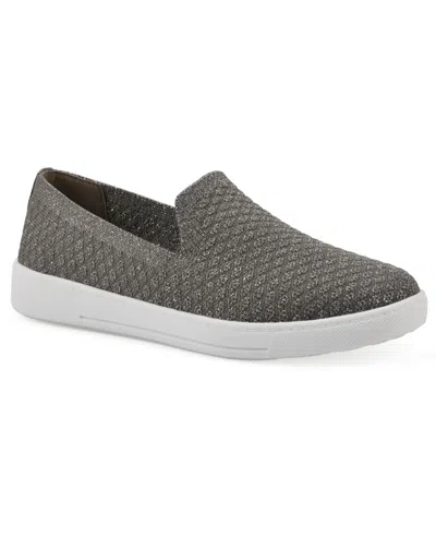 White Mountain Women's Upstay Slip-on Sneaker Flats In Pewter Fabric