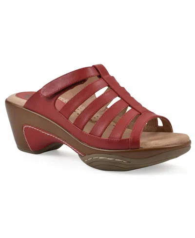 White Mountain Women's Valencia Slip-on Clog Sandals In Red Burnished Smooth