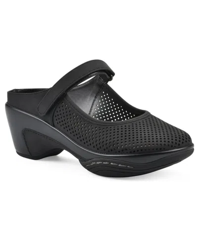 White Mountain Women's Vinto2 Mary Jane Clogs In Black Sueded Smooth