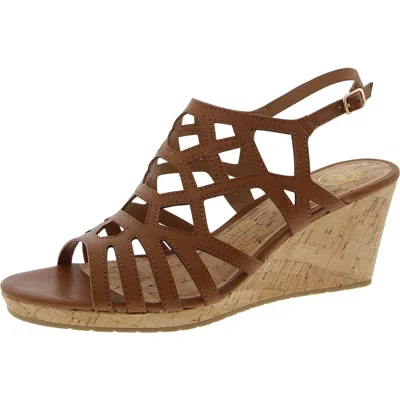 White Mountain Womens Cut-out Faux Leather Wedge Sandals In Multi