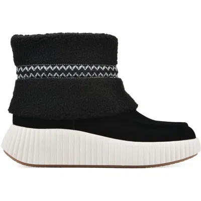 White Mountain Womens Faux Fur Suede Booties In Black