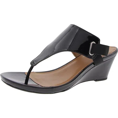 White Mountain Womens Faux Leather T-strap Slingback Sandals In Navy,smooth