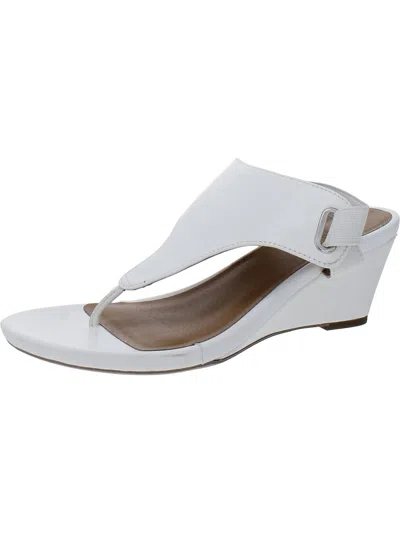 White Mountain Womens Faux Leather T-strap Slingback Sandals In White