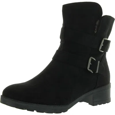 White Mountain Womens Faux Suede Lugged Sole Winter & Snow Boots In Black