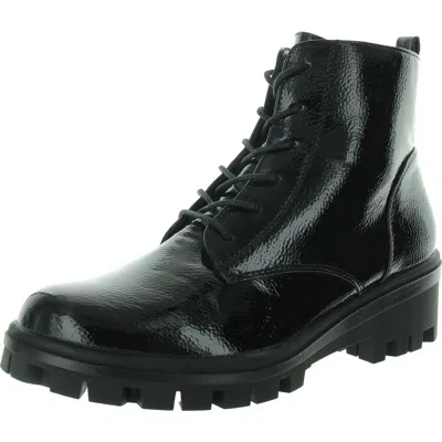 White Mountain Womens Laser Cut Patent Combat & Lace-up Boots In Multi