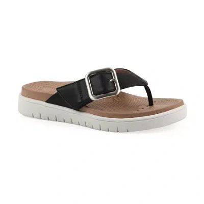White Mountain Womens Nalla Adjustable Strap Footbed Sandals In Black