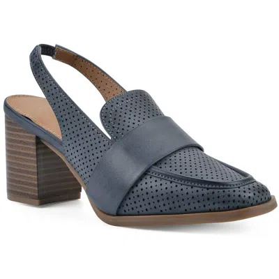White Mountain Womens Perforated Slingback Heels In Blue