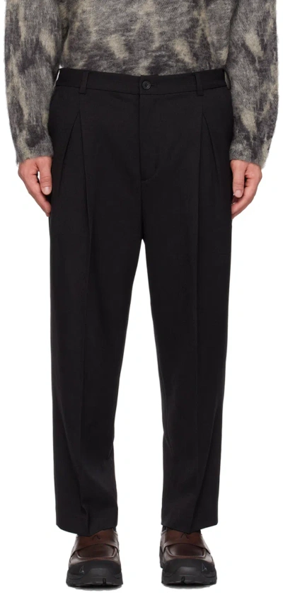 White Mountaineering Black Pleated Trousers