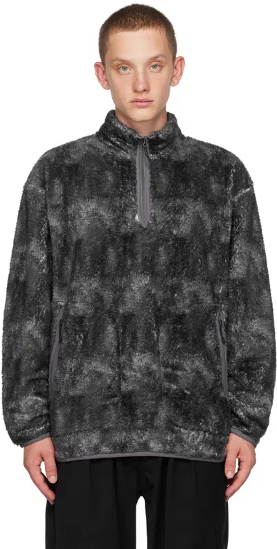 White Mountaineering Blue Half-zip Sweater In Charcoal