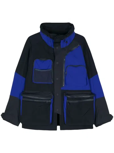 White Mountaineering Colour-block Multi-pocket Parka In 蓝色