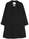 White Mountaineering Double-breasted Coat In Black