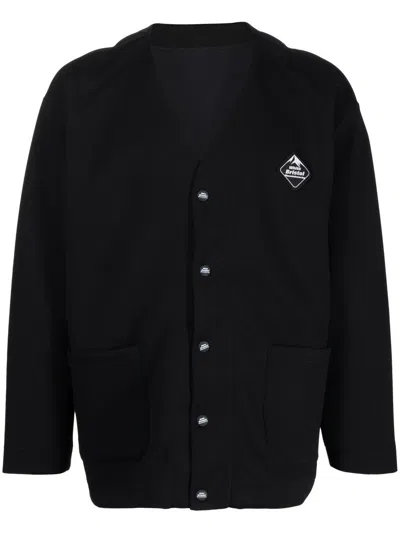 White Mountaineering X F.c. Real Bristol Logo-patch Cardigan In Black