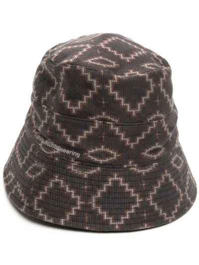 White Mountaineering Geometric-pattern Bucket Hat In Grau