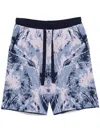 White Mountaineering Shorts Mit Dschungelmuster In Blau