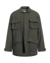 White Mountaineering Man Shirt Military Green Size 4 Wool, Cotton In Green