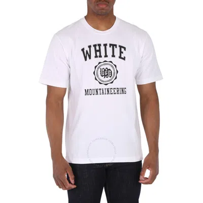 White Mountaineering Men's White Short Sleeve College Logo Print T-shirt