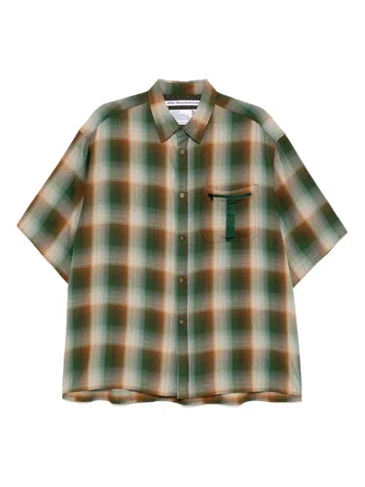 White Mountaineering Mid Gusset-sleeved Checked T-shirt