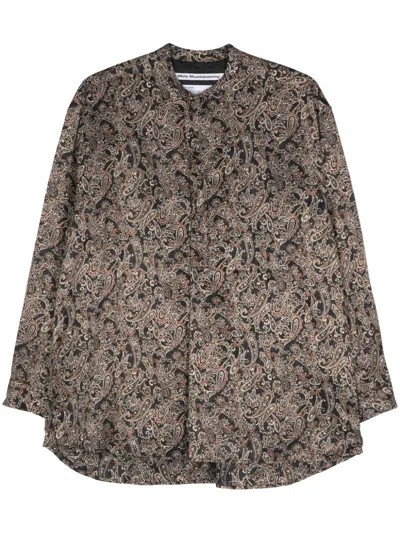 White Mountaineering Paisley-print Satin Shirt In Black
