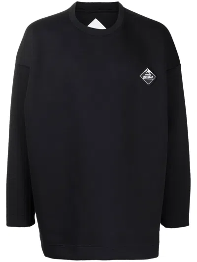 White Mountaineering Patch-detail Crew-neck Sweatshirt In Black