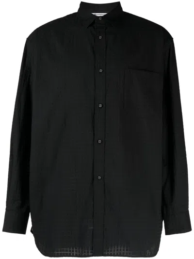 White Mountaineering Patterned Jacquard Long-sleeve Shirt In Black