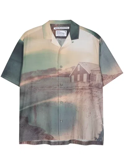 White Mountaineering Photograph-print Cotton-silk Blend Shirt In Blue