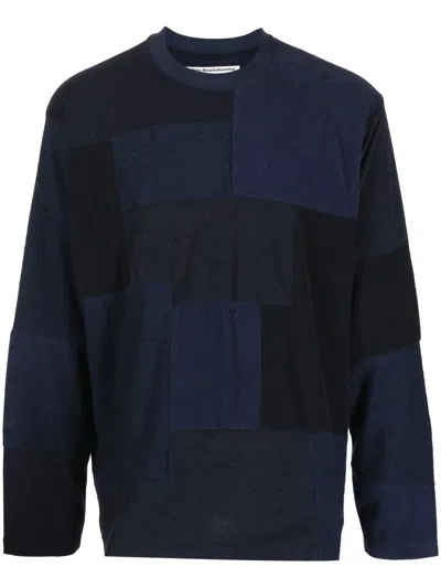 White Mountaineering Slouchy Paneled Jumper In Blue