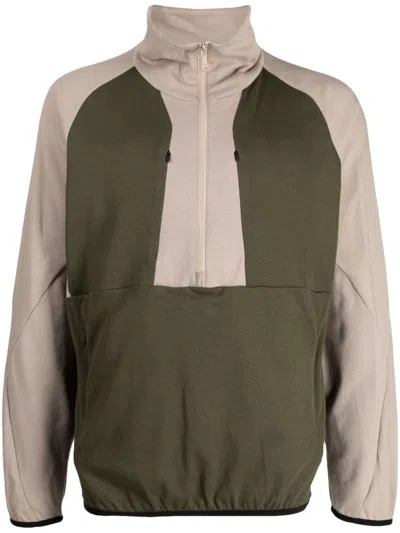 White Mountaineering Two-tone High-neck Sweater In Brown
