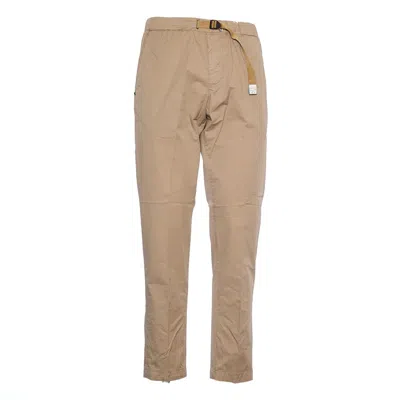 White Sand Beige Drawstring Waist Pants With Flap Pockets In Neutral